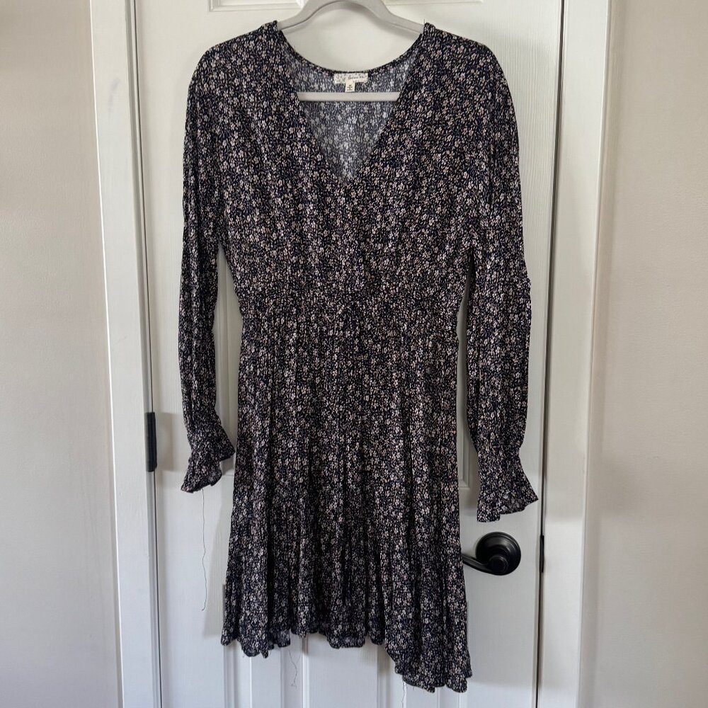 Endless Blu Navy Floral Print Long Sleeved Dress Size M Medium P3